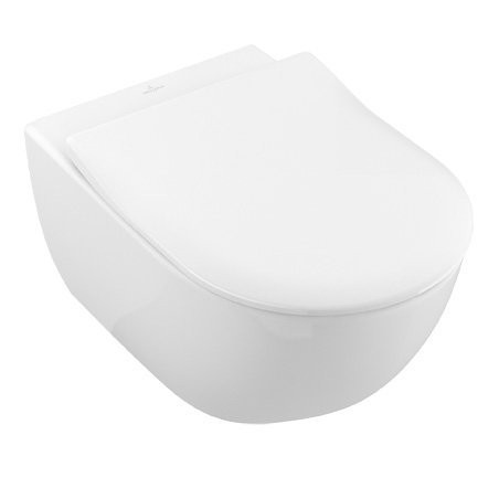Подвесной унитаз VILLEROY & BOCH Subway 2.0 с прямым смывом и покрытием SlimSeat от Star White Ceramic Plus Coating, Белые Альпы