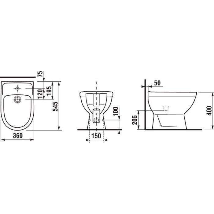 Built-in bidet JIKA Lyra Plus with opening for the mixer