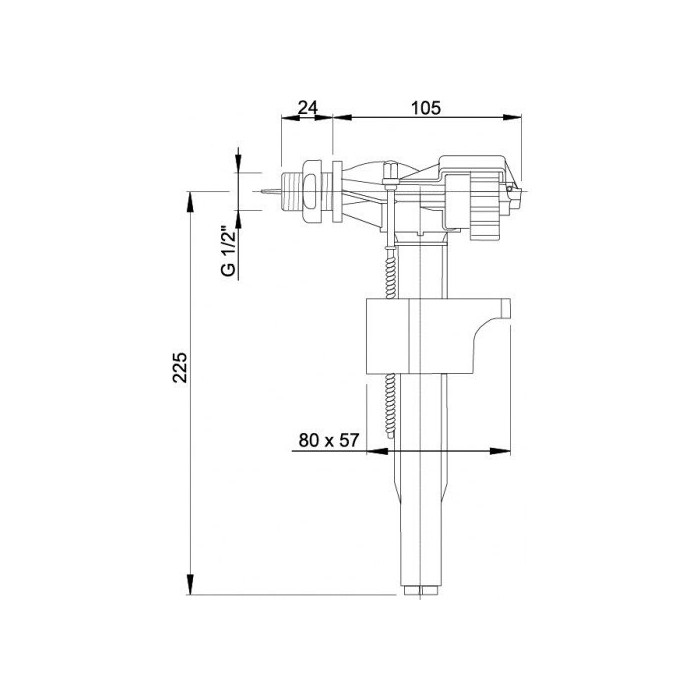 Механизм наполнения унитаза Schonic Connection, ALCA PLAST, резьба 1/2''