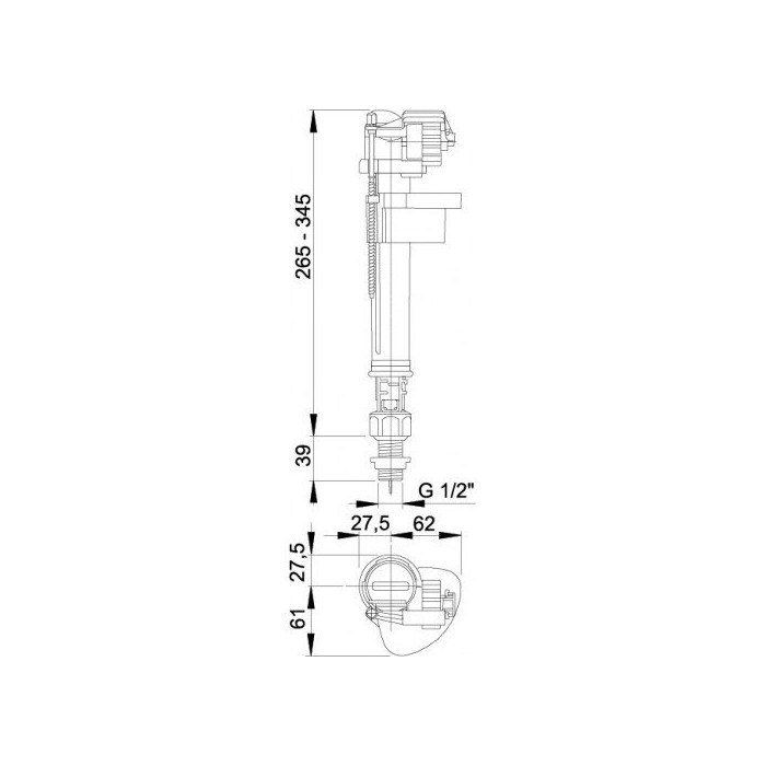 Нижнее соединение механизма наполнения унитаза ALCA PLAST, резьба 1/2''