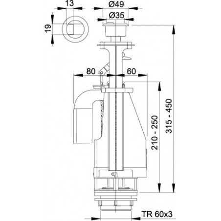 Double flush WC mechanism ALCA PLAST