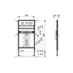 Potinkinis universalus praustuvo module TECEprofil, 980 mm