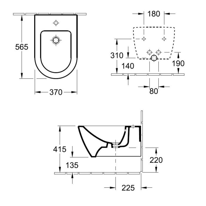 Подвесное биде VILLEROY & BOCH Subway 2.0, 54000001