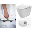 Pakabinamas WC puodas CERSANIT City Oval su Rimless technologija ir plonu lėtaeigiu dangčiu