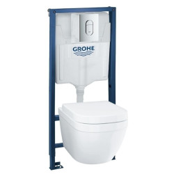 Priekšsienas rāmis ir piekārts WC komplekts GROHE Euro Ceramic Solido 5 in 1, 39536000