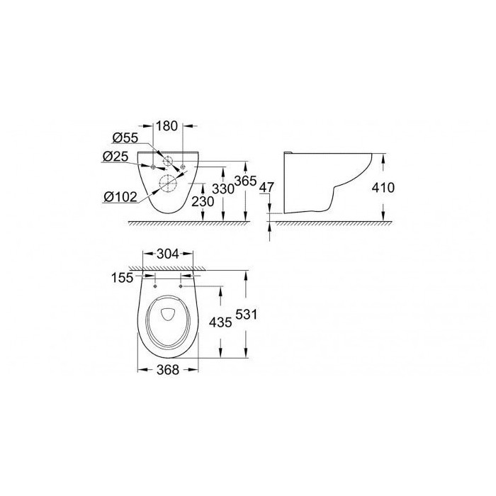 Pre-wall toilet frame GROHE Rapid SL 4 in 1 + suspended toilet GROHE Bau with soft-close cover