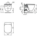 Suspended unit with thin slow-moving cover IDEAL STANDARD Tesi with AquaBlade technology