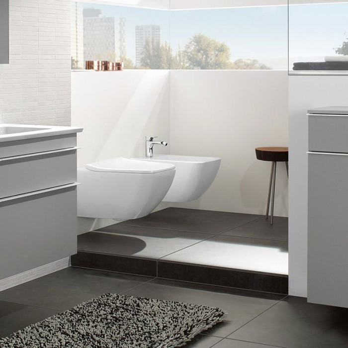 Rippuv WC pott VILLEROY & BOCH Venticello DirectFlush õhukese (õhukese) aeglaselt liikuva kaanega
