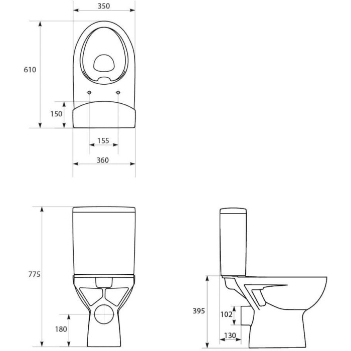 Sisseehitatud WC CERSANIT Parva Clean On aeglaselt laskuva kaanega