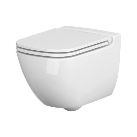 Piekaramais WC Cersanit Caspia katls ar CleanOn tehnoloģiju un plānu, lēni kustīgu vāku