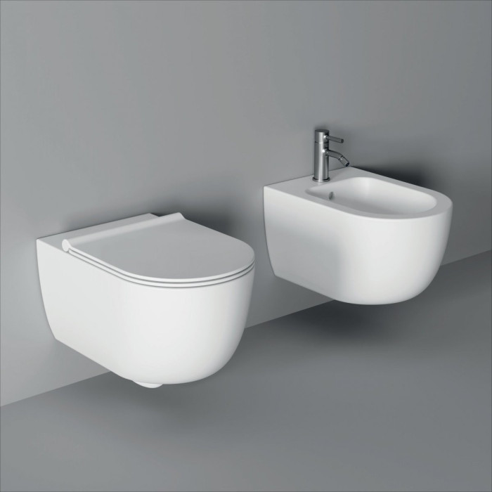Peatatud WC ALICE CERAMICA Unica Rimless 50 x 35 cm Slim Slow suletava kaanega