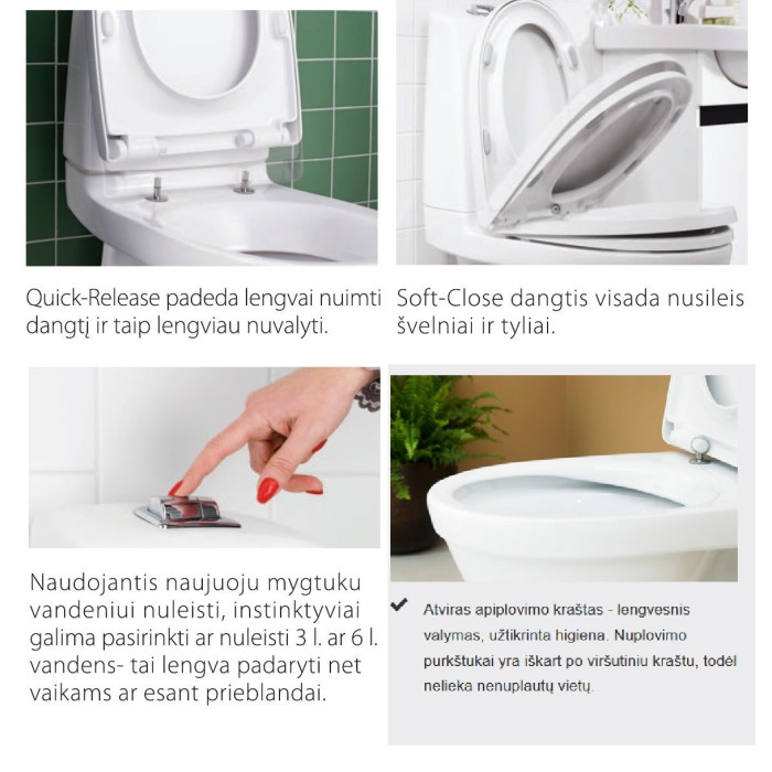 Sisseehitatud WC GUSTAVSBERG Nautic 1510 C+ hügieeniline loputusvesi pehme tihe kattega