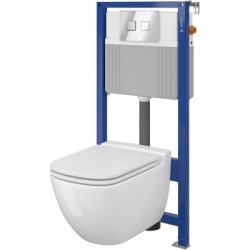 Pre-wall toilet frame CERSANIT CASPIA + suspended toilet Caspia Clean On with duroplastic cover