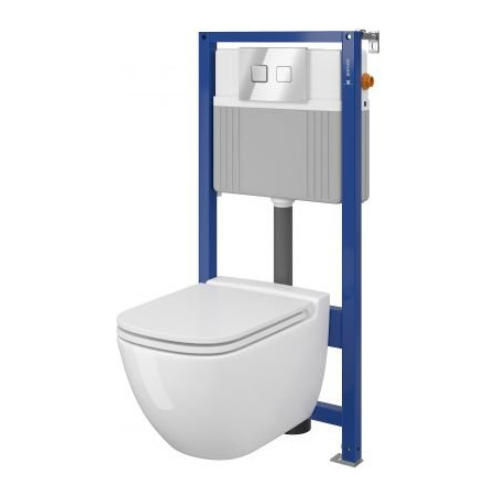 Seina sisse paigaldatav WC-raam CERSANIT CASPIA + peatatud WC Caspia Clean On duroplastilise kattega