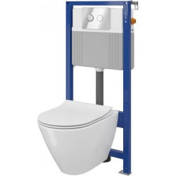 Pre-wall toilet frame CERSANIT CITY + suspended toilet City Oyal Clean On with duroplastic cover
