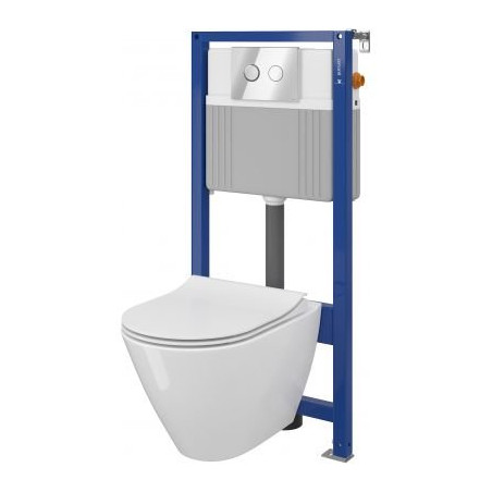 Pre-wall toilet frame CERSANIT CITY + suspended toilet City Oyal Clean On with duroplastic cover