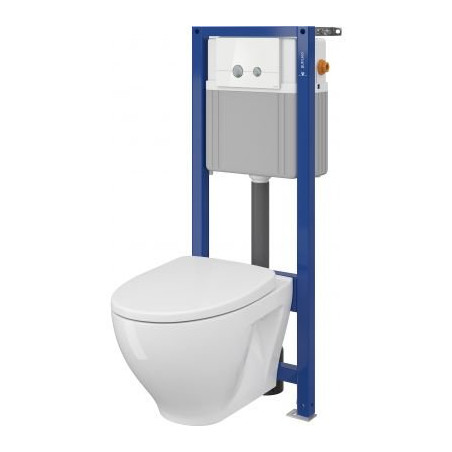 Seina sisse paigaldatav WC-raam CERSANIT MODUO + peatatud WC Moduo Clean On duroplastilise kattega