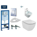 Пристенная рама для унитаза GROHE Rapid SL 4 в 1 + подвесной унитаз IDEAL STANDARD Tesi Aquablade с крышкой Slim