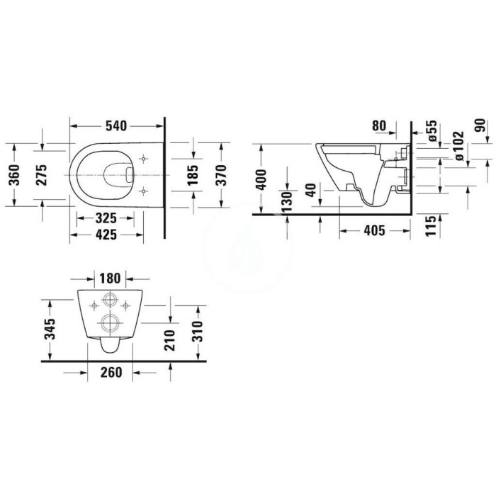 Hanging toilet DURAVIT D-Neo Rimless with Soft close cover