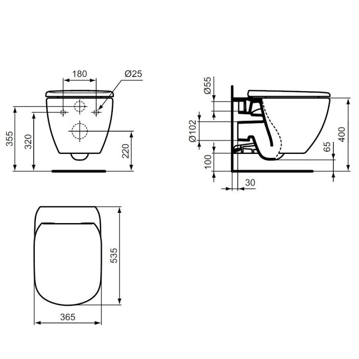 Priekšsienu WC komplekti IDEAL STANDARD (6 in 1), hroma poga