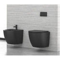 Rippuv WC KARAG Rimless, õhukese aeglaselt liikuva kaanega, must-matt