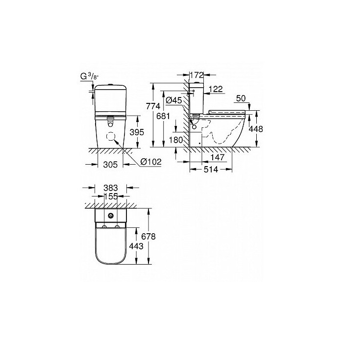 Building unit GROHE Euro Ceramic with lid, 39462000