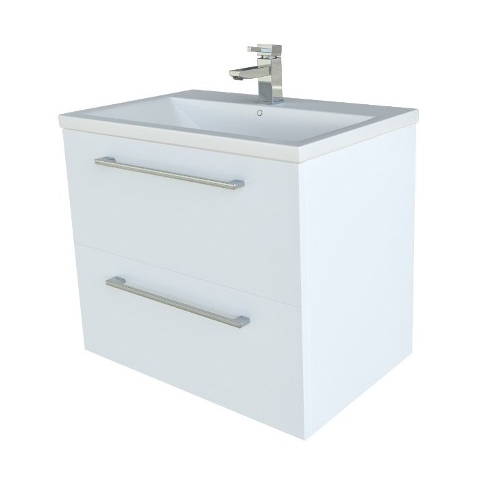 Apakšējais skapis ar izlietni(2 atvilktnes) KAMĖ Scandic 61 cm, balts