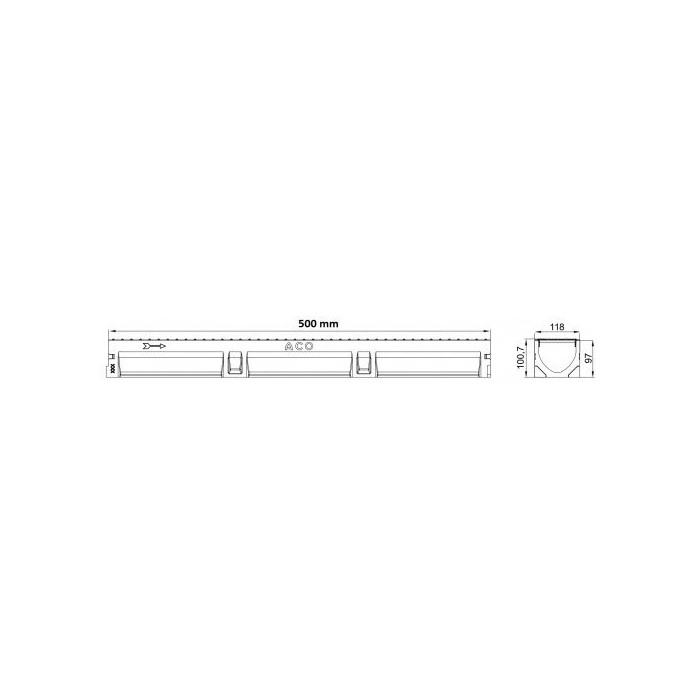 Желоб с решеткой из оцинкованной стали ACO Euroline 500