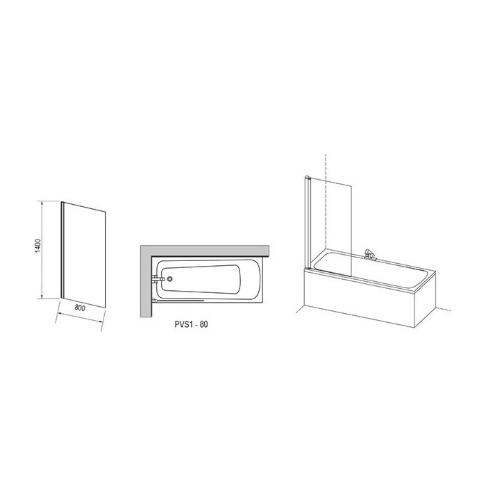 One share stationary bathroom wall RAVAK PVS1
