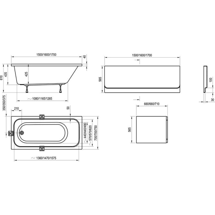 Акриловая прямоугольная ванна RAVAK Chrome