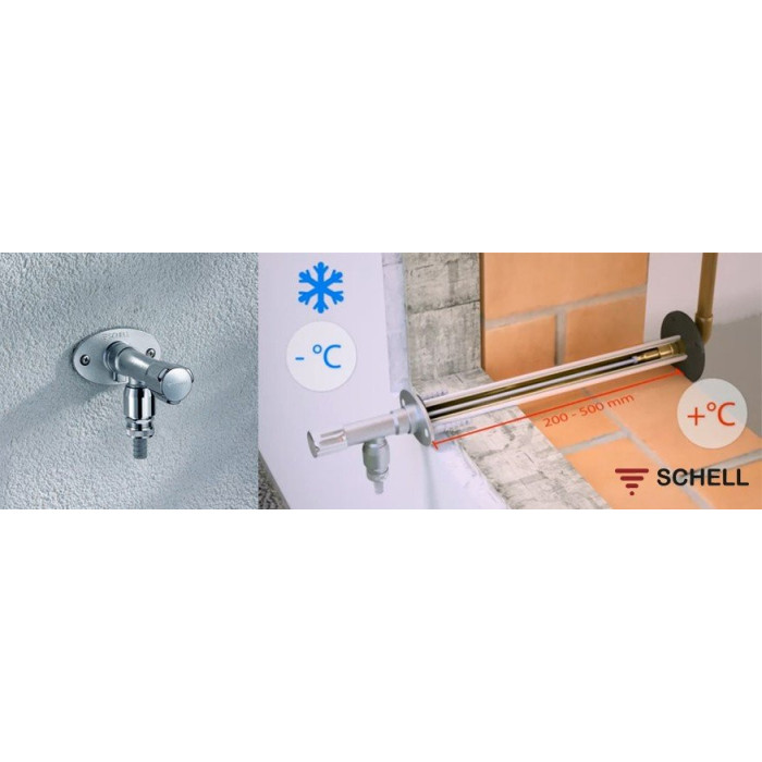 Nesasalstošs āra krāns SCHELL Polar II komplekts sienām 200/500 mm biezumā
