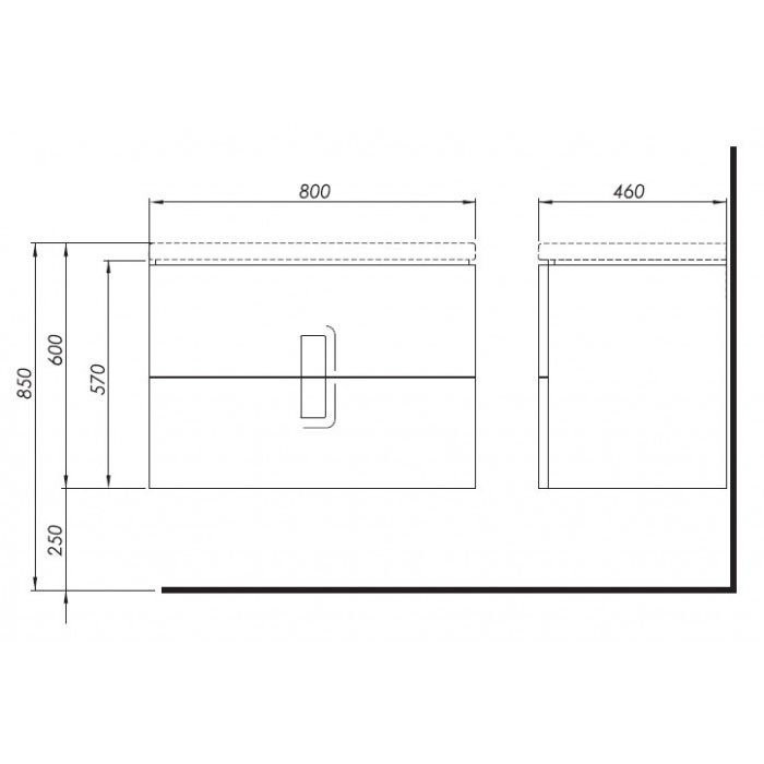 Bottom cabinet with washbasin (2 drawers) KOLO Twins 80 cm, glossy white