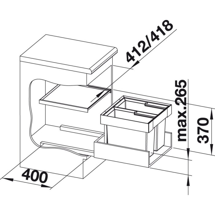 Waste sorting system for 45 cm cabinet BLANCO FLEXON II 45/2, anthracite, 2 x 16 l