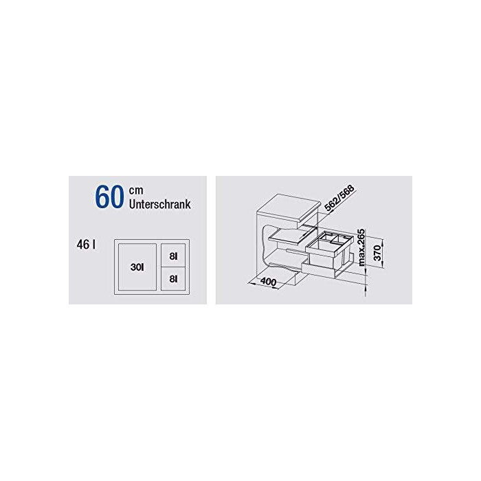 Atliekų rūšiavimo sistema 60 cm spintelei BLANCO FLEXON II XL 60/3, anthraquito