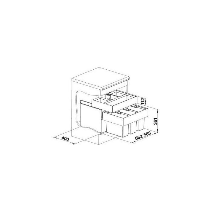 Atliekų rūšiavimo sistema 60 cm spintelei BLANCO SELECT II 60/3 Orga