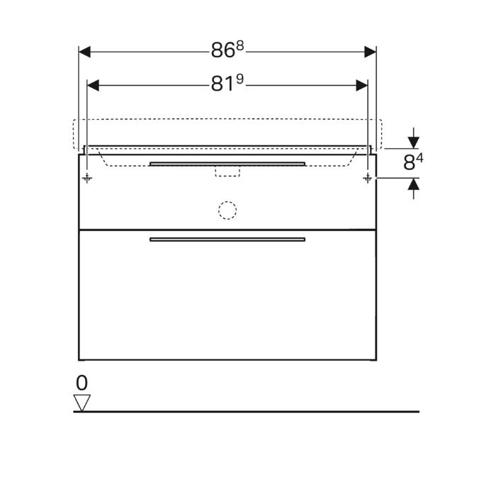 Bottom cabinet with washbasin(2 drawers) GEBERIT Smyle 90 cm, glossy white