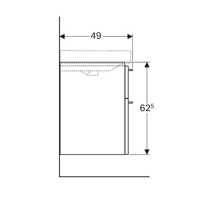 Alumine kapp valamuga(2 sahtlit) GEBERIT Smyle 90 cm, läikivvalge