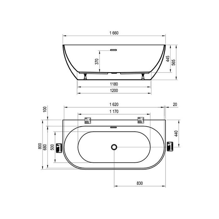 Акриловая ванна RAVAK FREEDOM W 1660 x 800 мм
