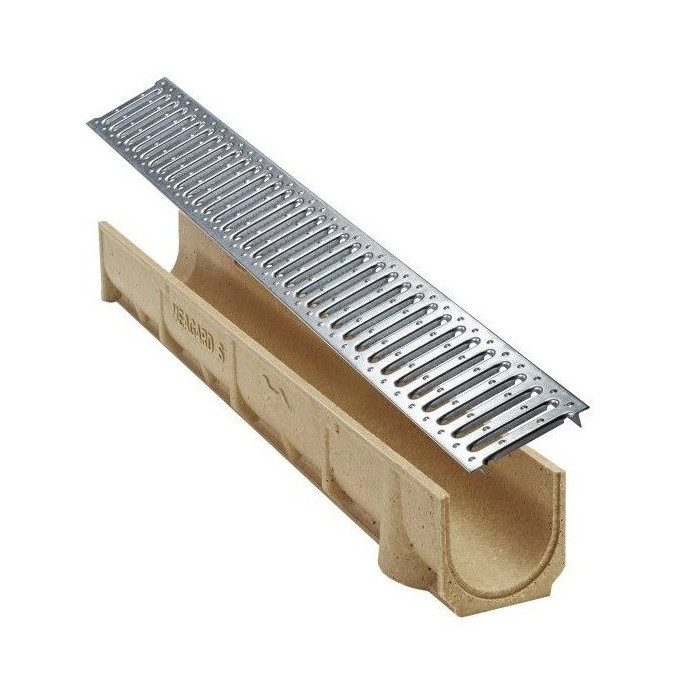 Gutter (lowered) with galvanized steel grille ACO Euroline 1000, 416922