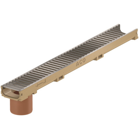 Vihmaveerenn (langetatud) sisseehitatud PVC-toruga DN100 tsingitud terasest grillist ACO Euroline 1000, 416923