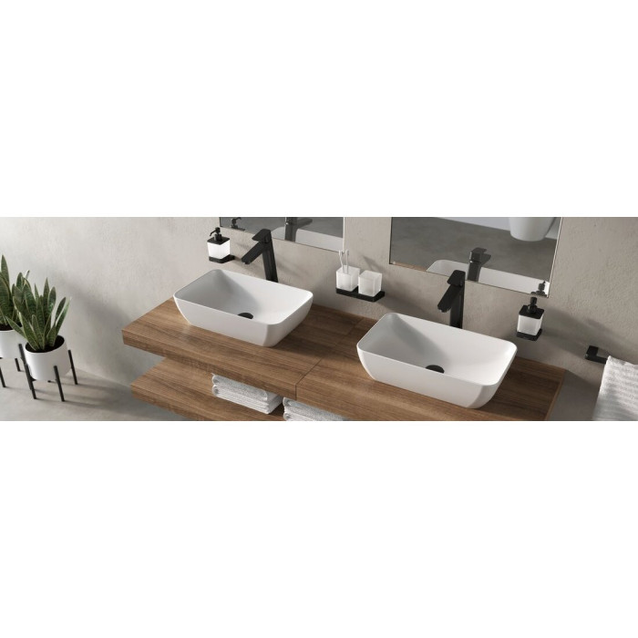 Izlietnes jaucējkrāns augsts bez apakšējā vārsta RAVAK 10° 244 mm Brīvs melns