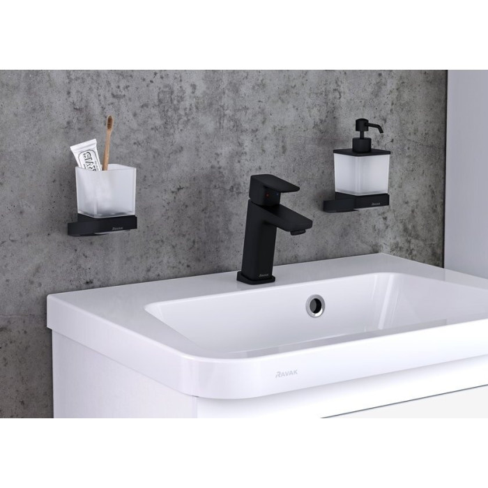 Praustuvo maišytuvas be dugno vožtuvo RAVAK 10° 90 mm Free black