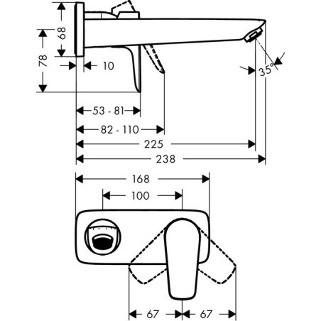 Potinkinis maišytuvas praustuvui HANSGROHE Talis E 225 mm, 71734000