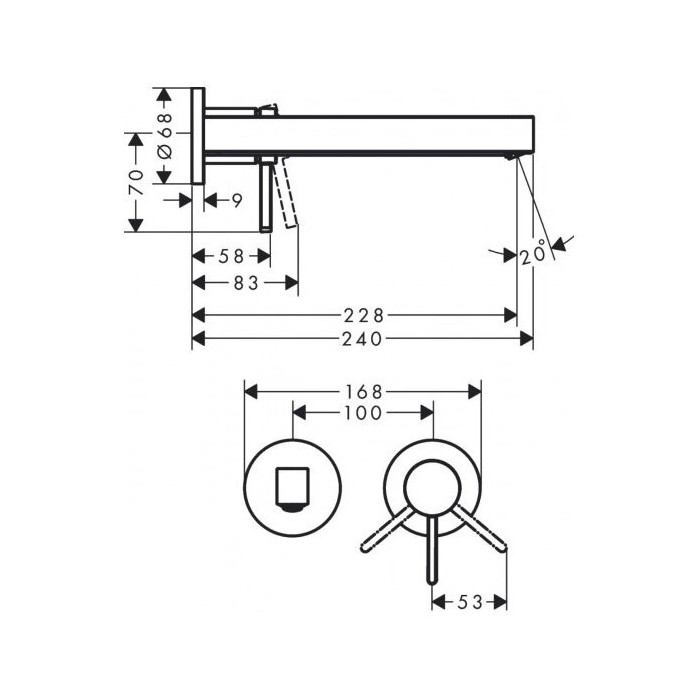 Potinkinis maišytuvas praustuvui HANSGROHE Finoris 228 mm, 76050000