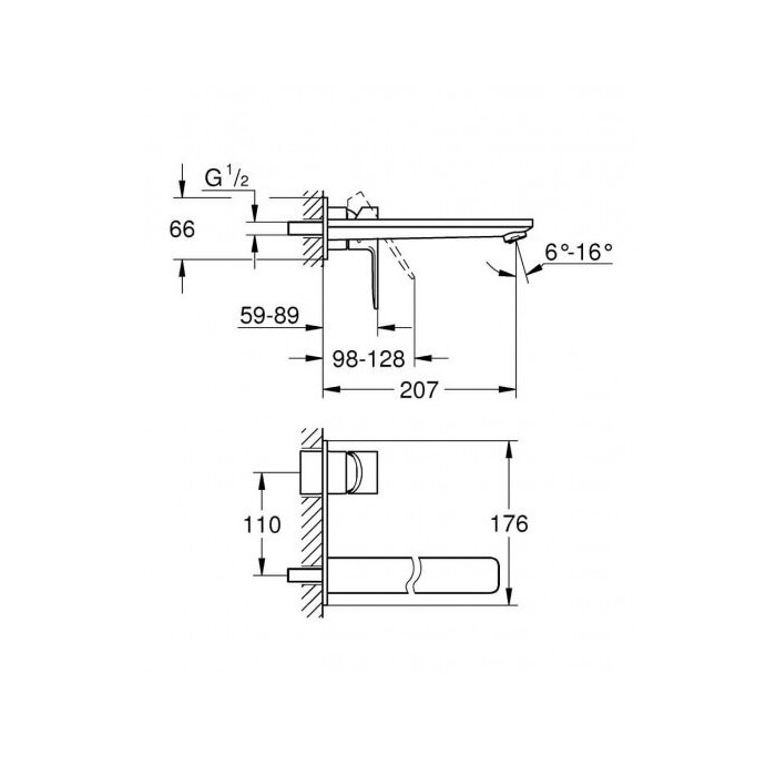 Смеситель для умывальника GROHE Lineare L 207 мм, 23444001