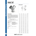 Ventilation tee Y-shaped ALNOR 160 / 45°