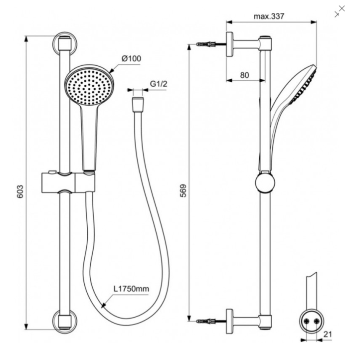 Dušas kabīnes komplekti IDEAL STANDART Idealrain, BD142XG