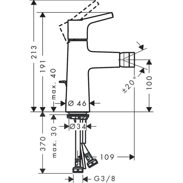 Bidē maisītājs HANSGROHE Talis S, 72200000