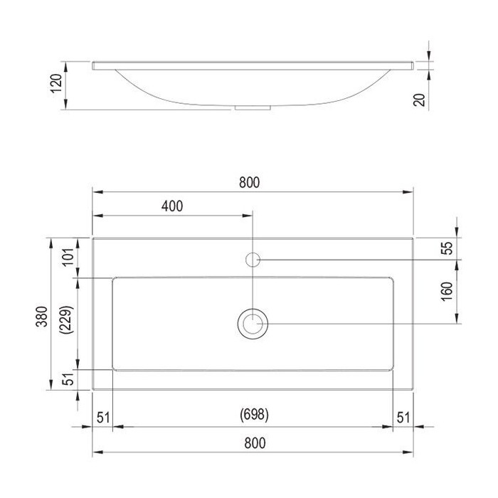 Praustuvas RAVAK Clear 800 mm