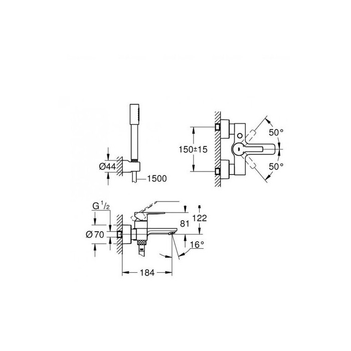 Bathroom faucet with shower kit GROHE Lineare New, 33850001
